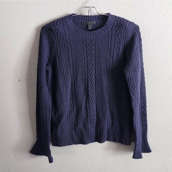 J. Crew Sweaters - J.CREW Women Navy Crewneck Long Sleeve Knit Sweater XS Wool Blend